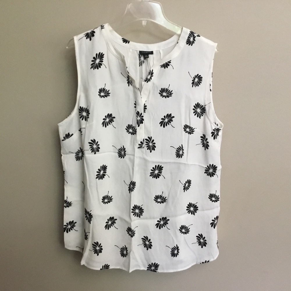 3/$15 NWT $69 TALBOTS black white Daisy sleeveless top XL